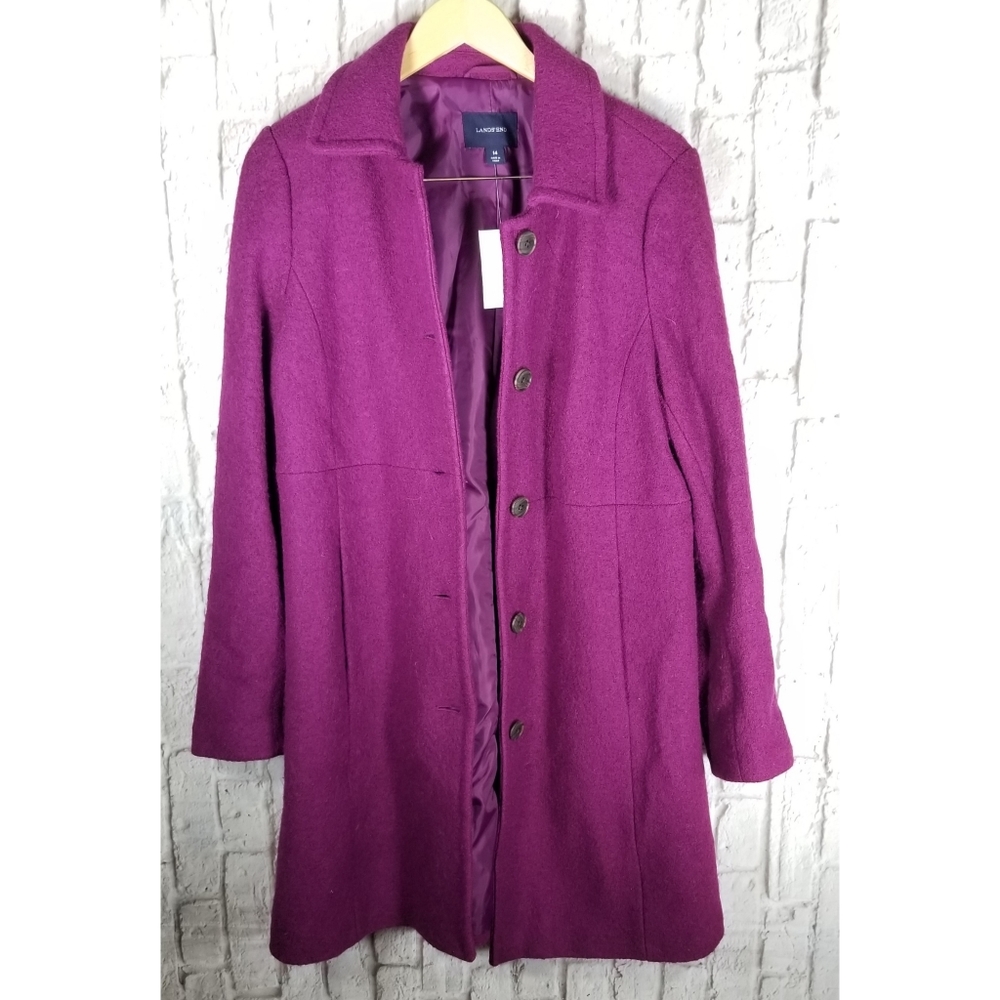 NEW Lands End Winter Coat Sz 14 L Womens Magenta